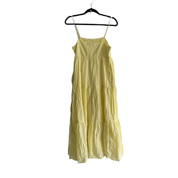 ZARA Cotton Sleeveless Tiered Midi Dress Yellow M - Picture 6 of 15